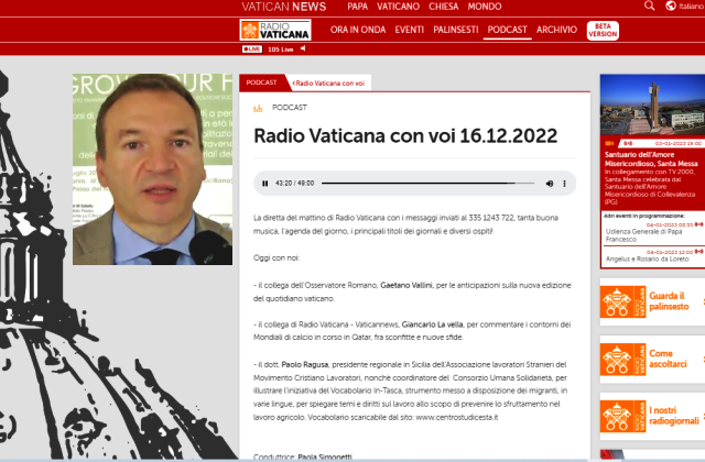 Intervista a Paolo Ragusa su Radio Vaticana