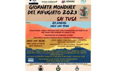 Giornata Mondiale del Rifugiato. Il progetto SAI ‘Tusa’, gestito da Consorzio Umana Solidarietà e Coop. “Il Geranio”, promuove con ALS MCL Sicilia la conferenza su ‘stato dell’accoglienza’, sabato 24 giugno, alle 11, in Municipio