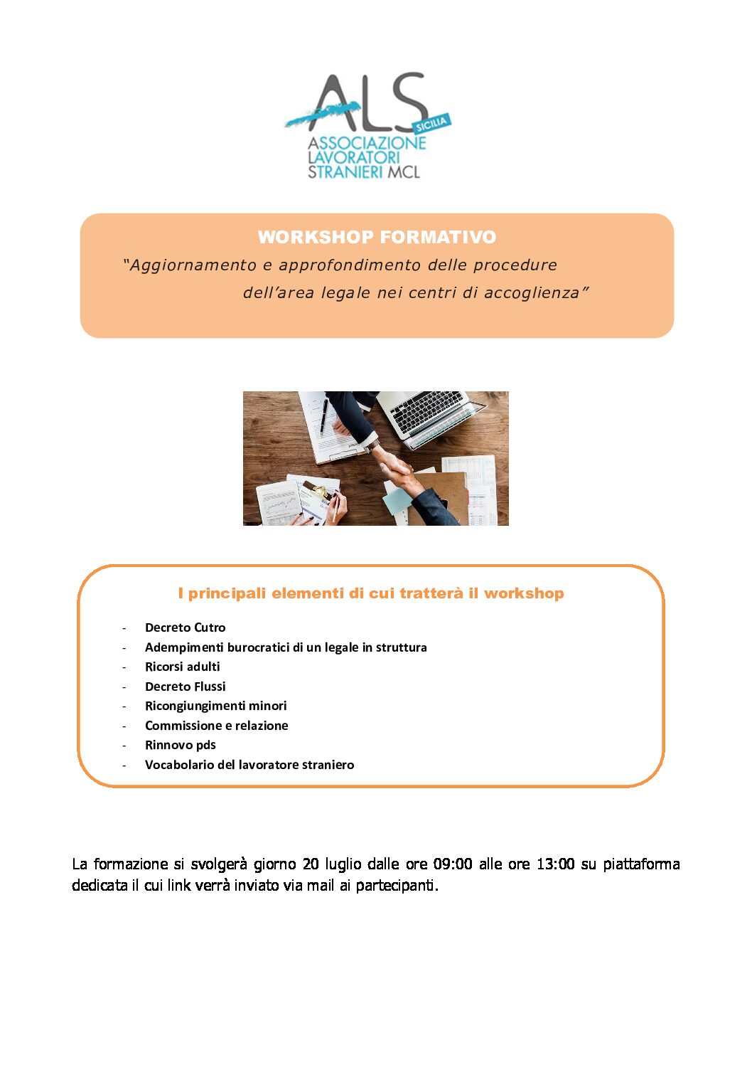 “Aggiornamento e approfondimento delle procedure dell’area legale nei centri di accoglienza”
