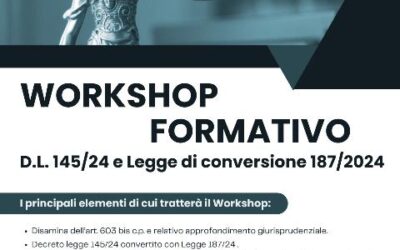 Promozione del workshop “D.L. 145/24 e legge di conversione 187/2024”
